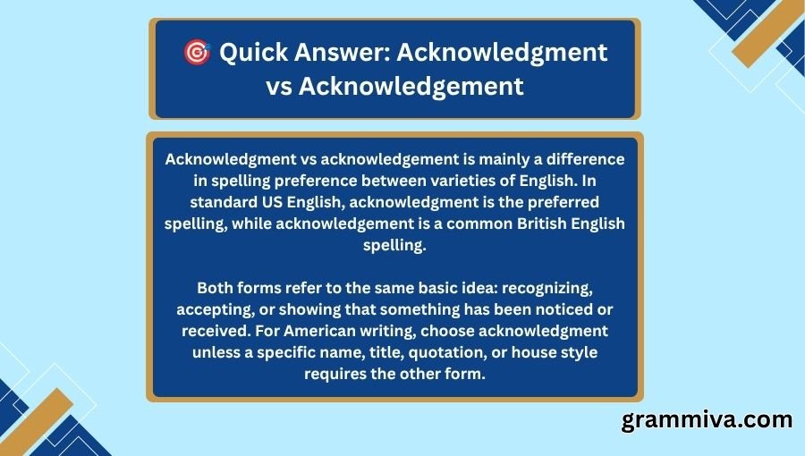 Acknowledgment vs Acknowledgement