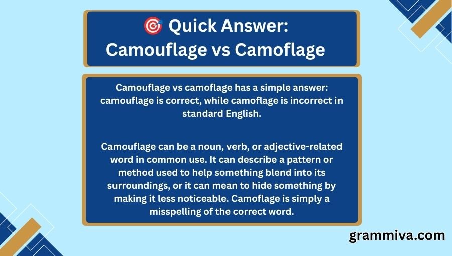 Camouflage vs Camoflage
