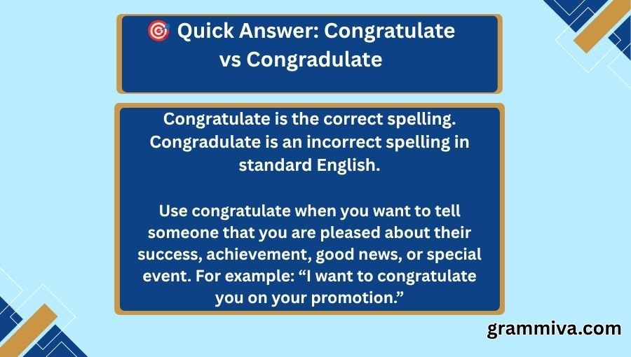 Congratulate vs Congradulate