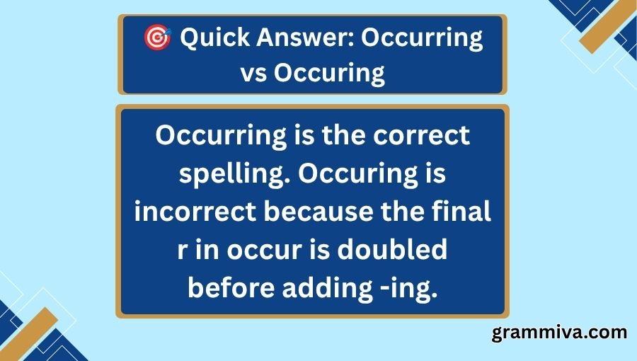 Occurring vs Occuring