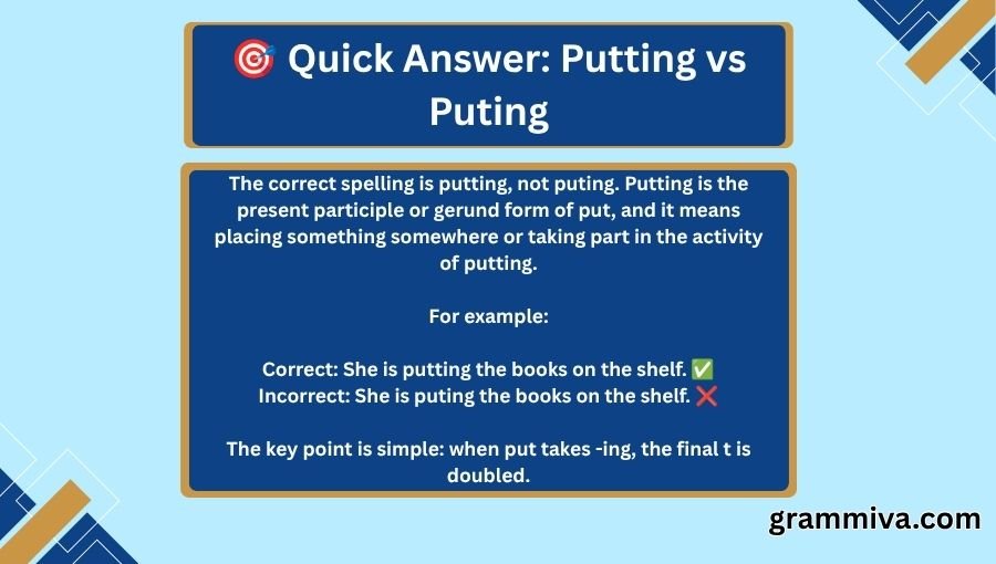 Putting vs Puting