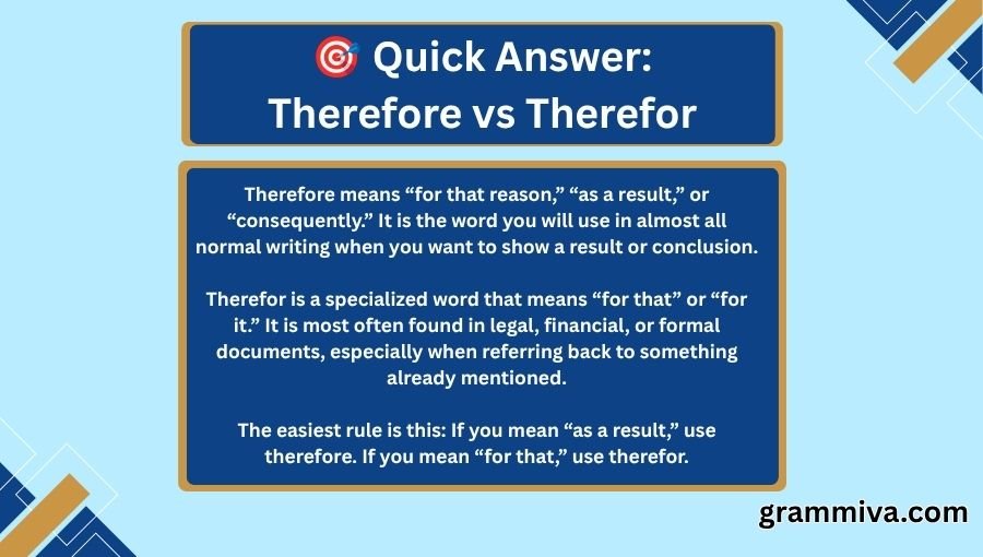 Therefore vs Therefor